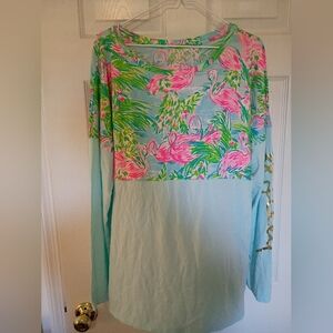 Lilly Pulitzer Flamingo Print Top EUC XL